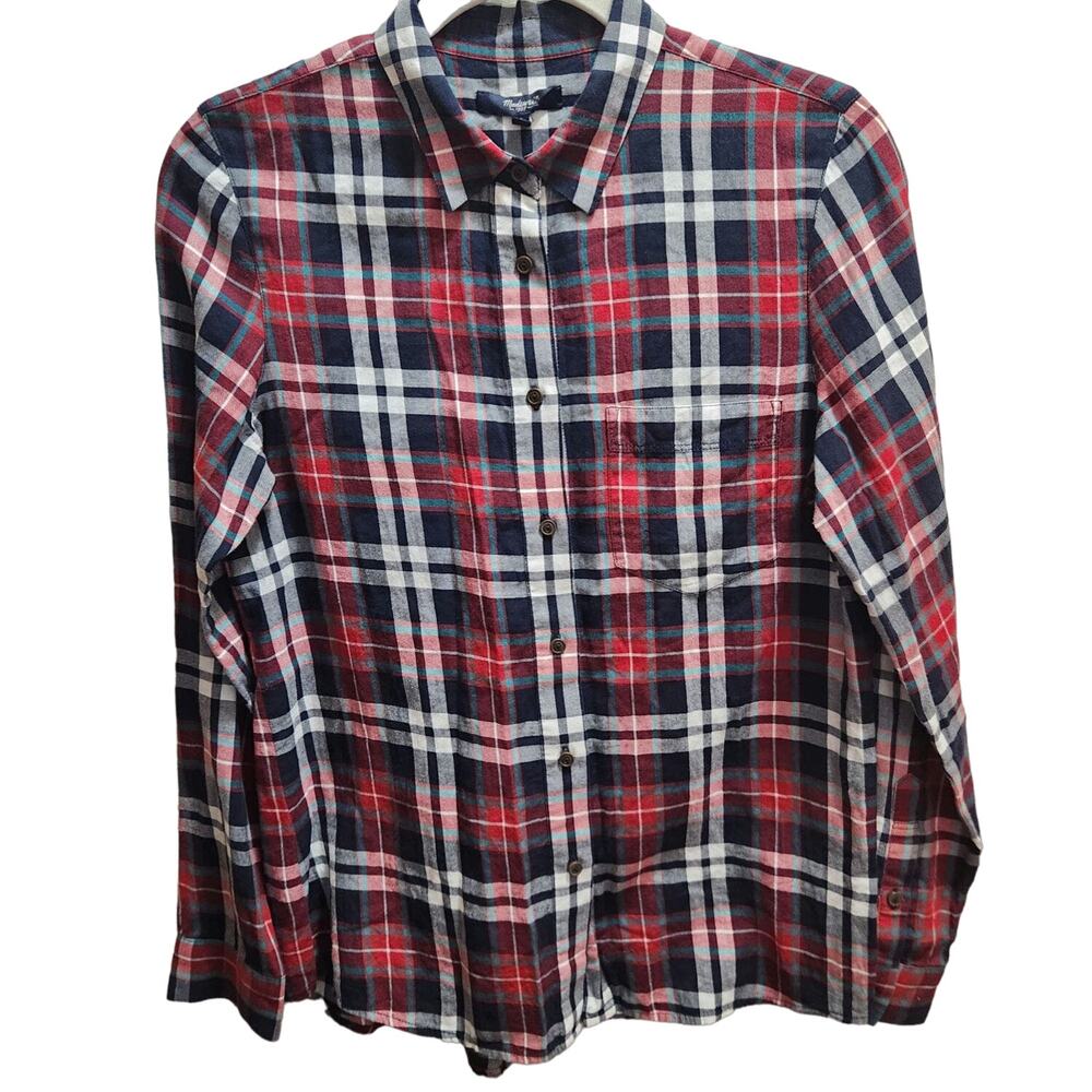 MADEWELL plaid long sleeve button-up shirt womans small